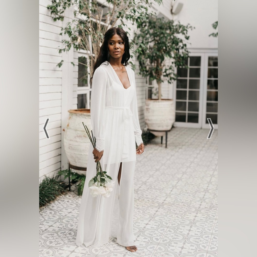 Aimee Beaded Georgette Maxi bridal robe by Lerose